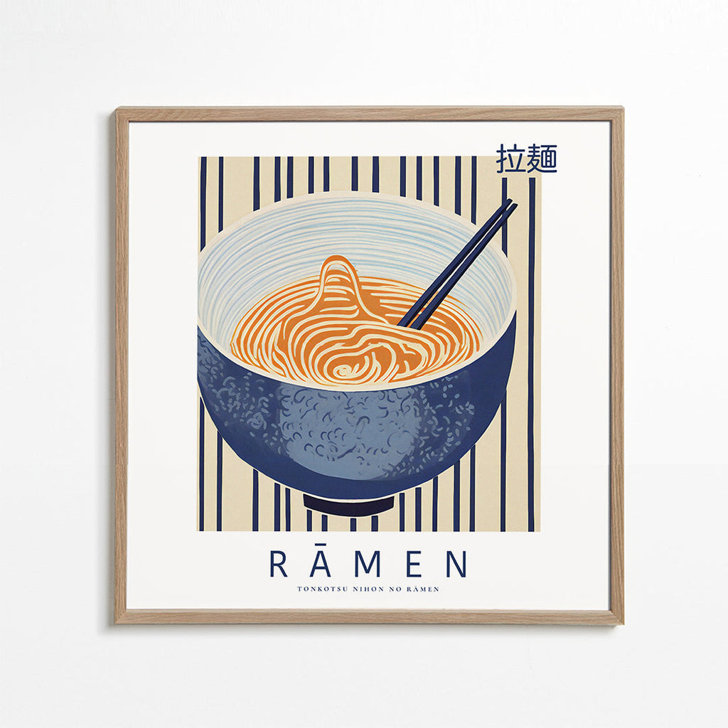 Obraz do kuchyně Ramen ilustrace modrá a oranžová
