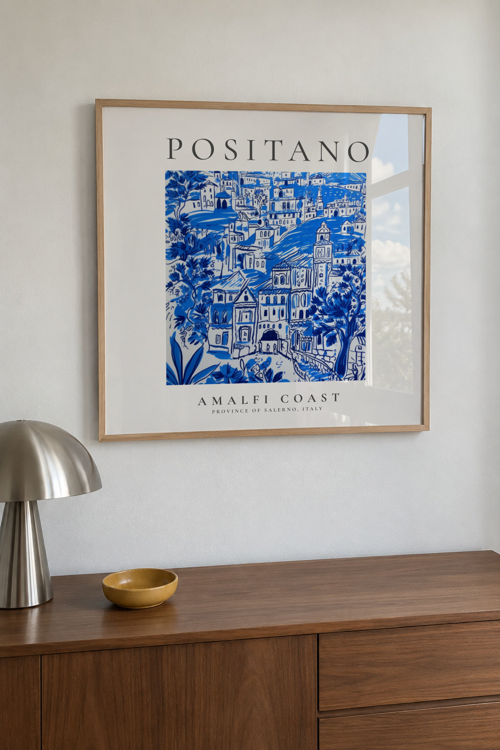 Positano, Amalfi Coast - SQUARE - Framed poster in an interior