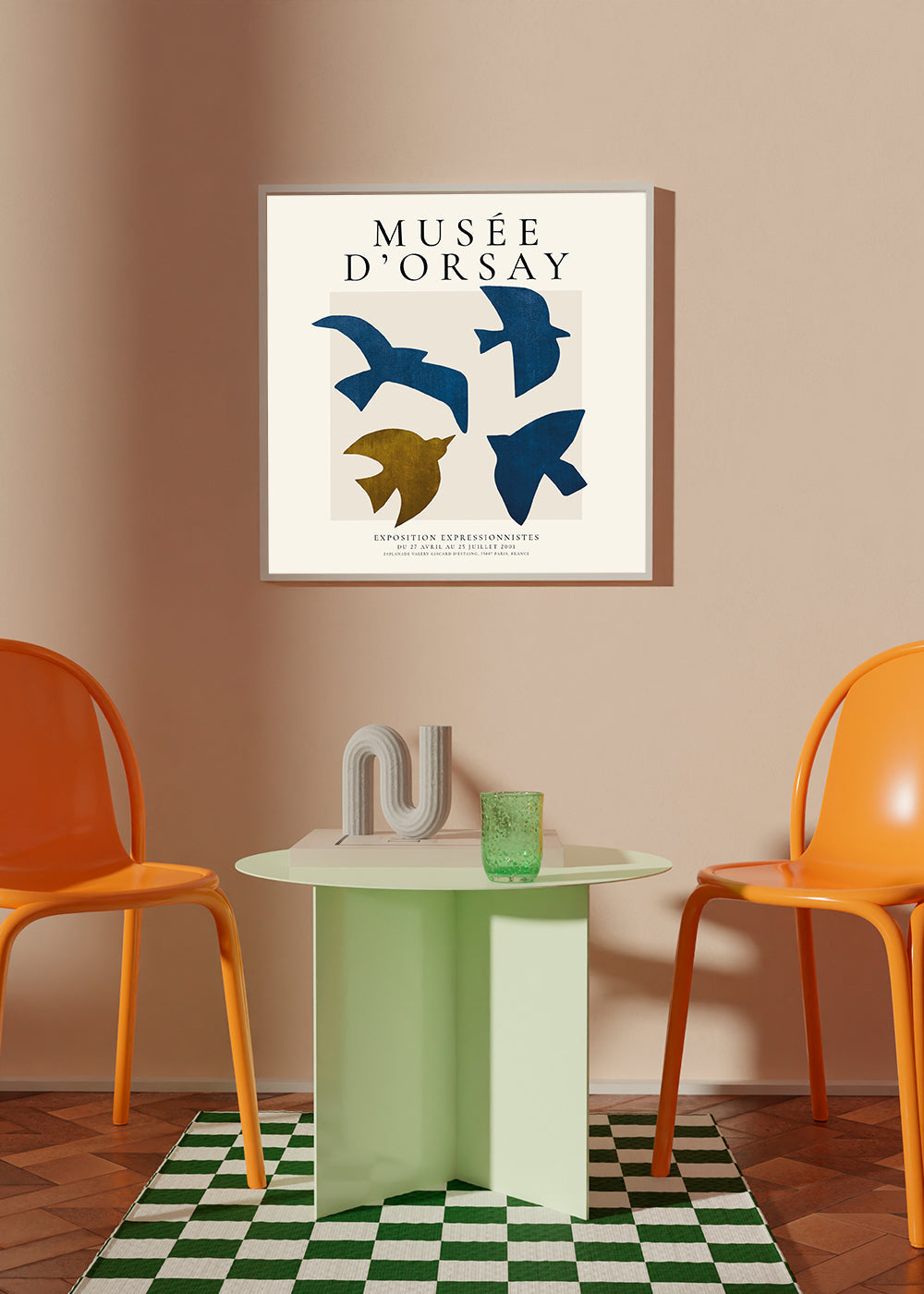 Vintage plakát Musée d'Orsay se stylizovanými ptáky