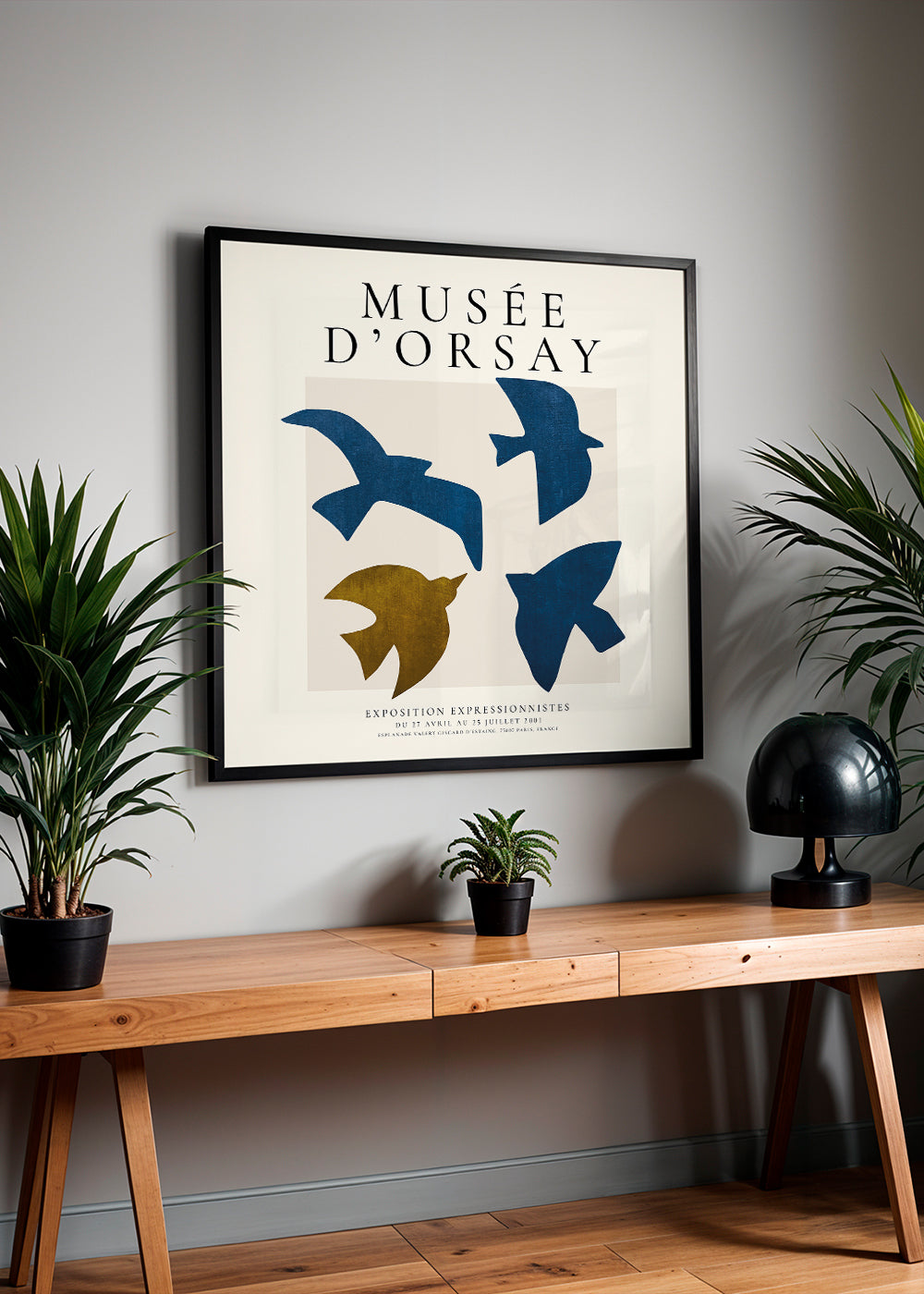 Vintage plakát Musée d'Orsay se stylizovanými ptáky
