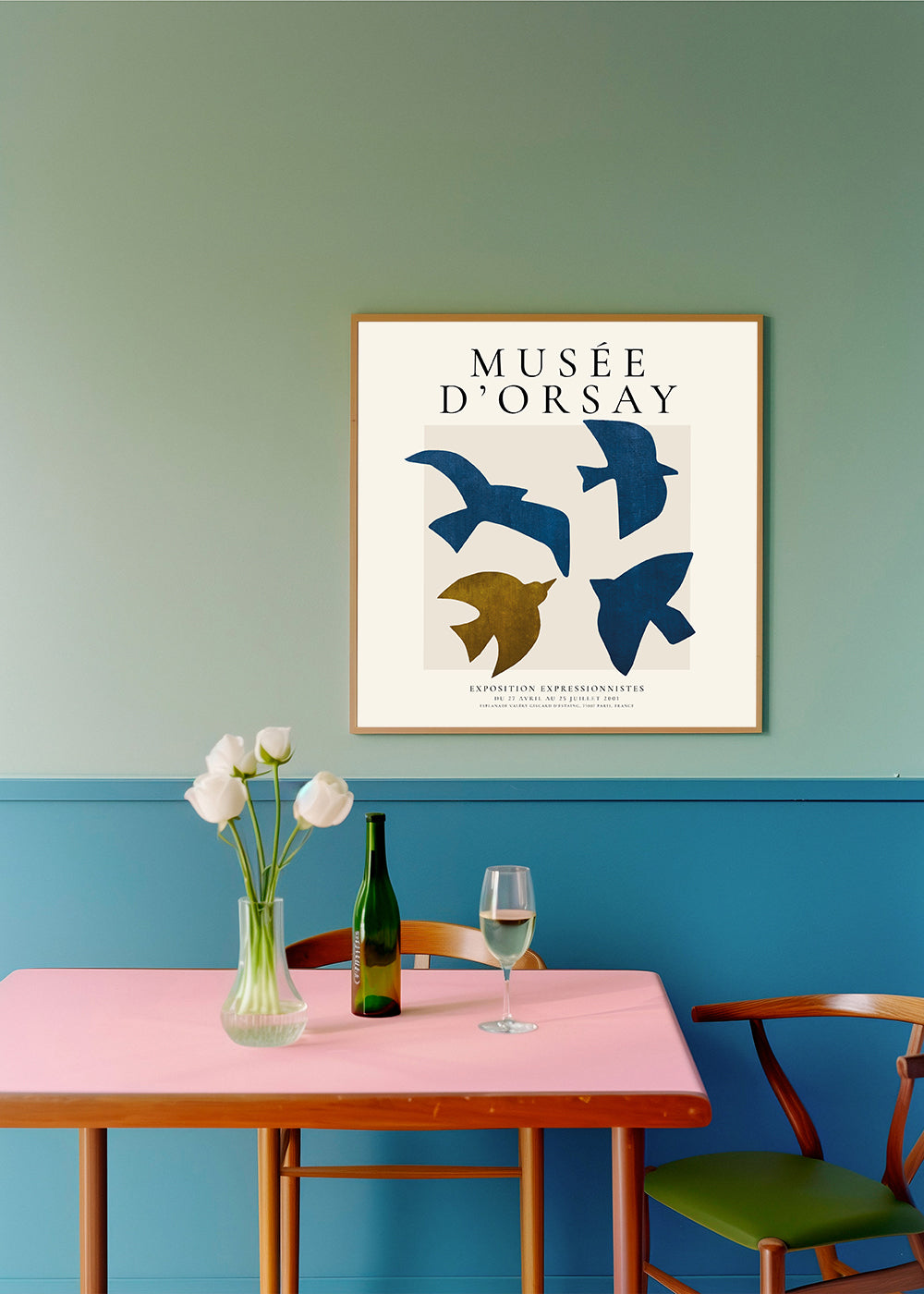 Vintage plakát Musée d'Orsay se stylizovanými ptáky