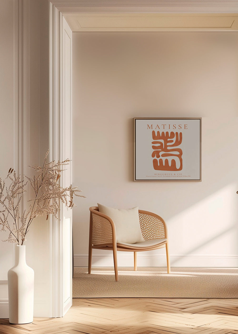Abstraktní obraz Matisse inspirovaný oranžovými výstřižky