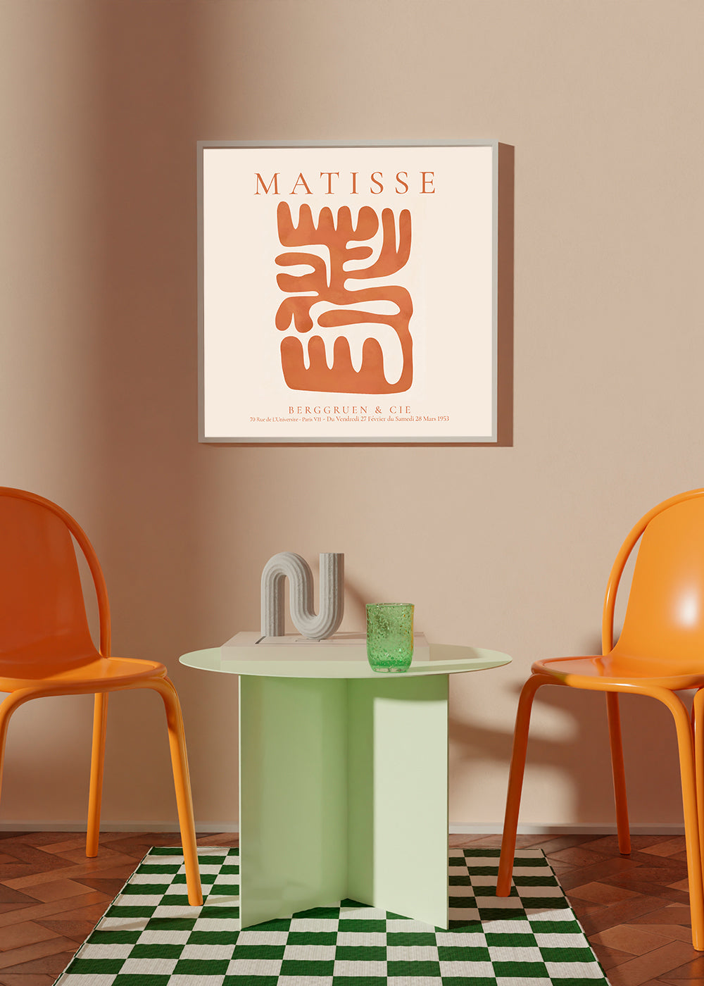 Abstraktní obraz Matisse inspirovaný oranžovými výstřižky