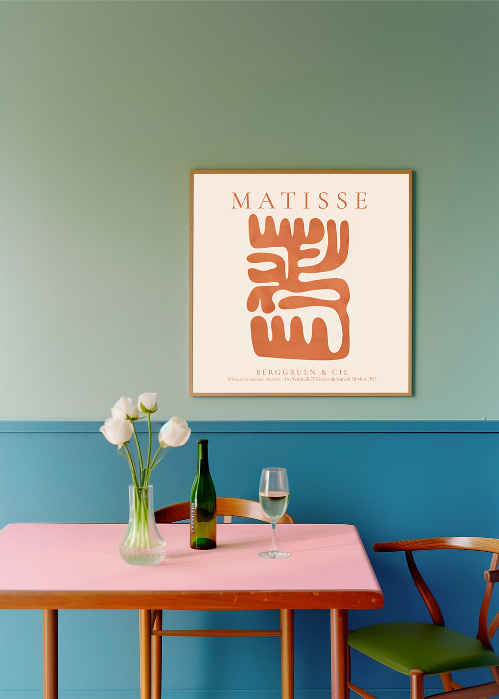 Abstraktní obraz Matisse inspirovaný oranžovými výstřižky