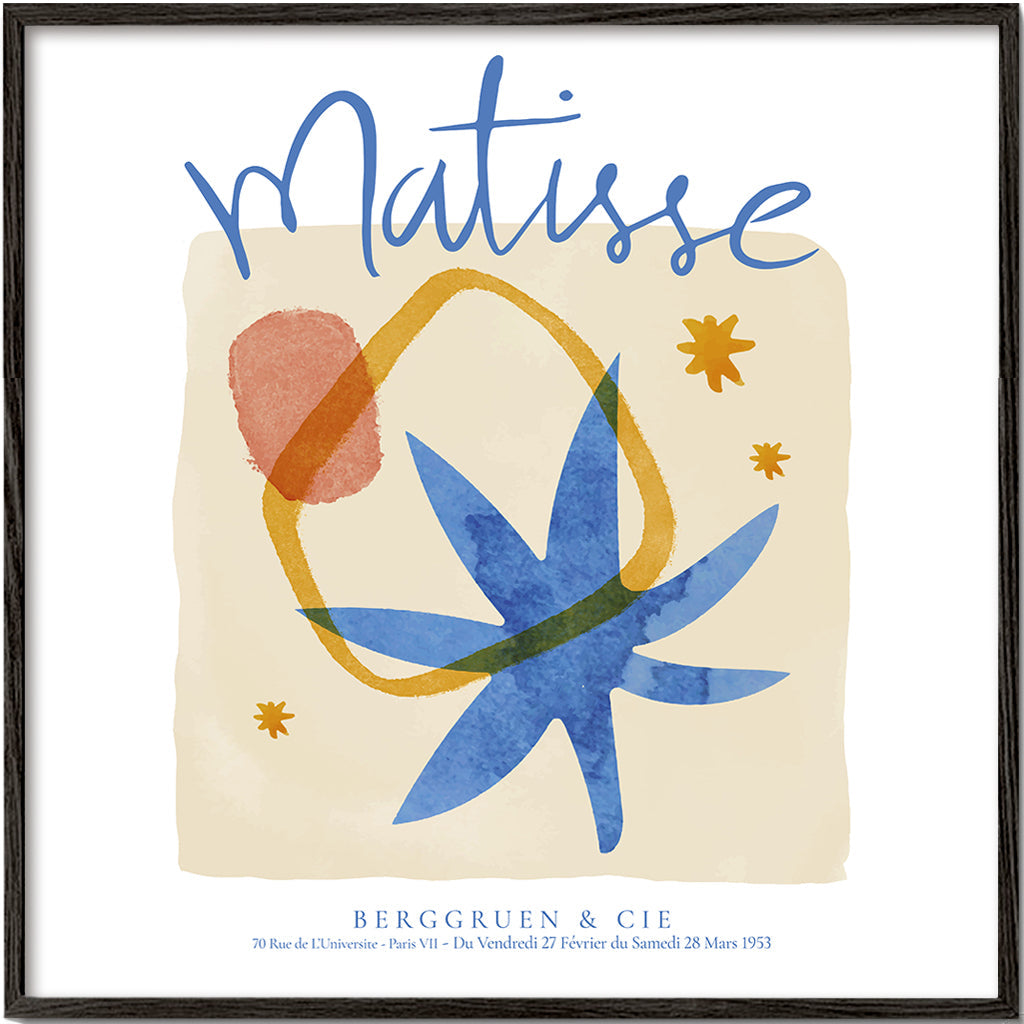 Botanický plakát ve stylu Matisse v modré a zlaté