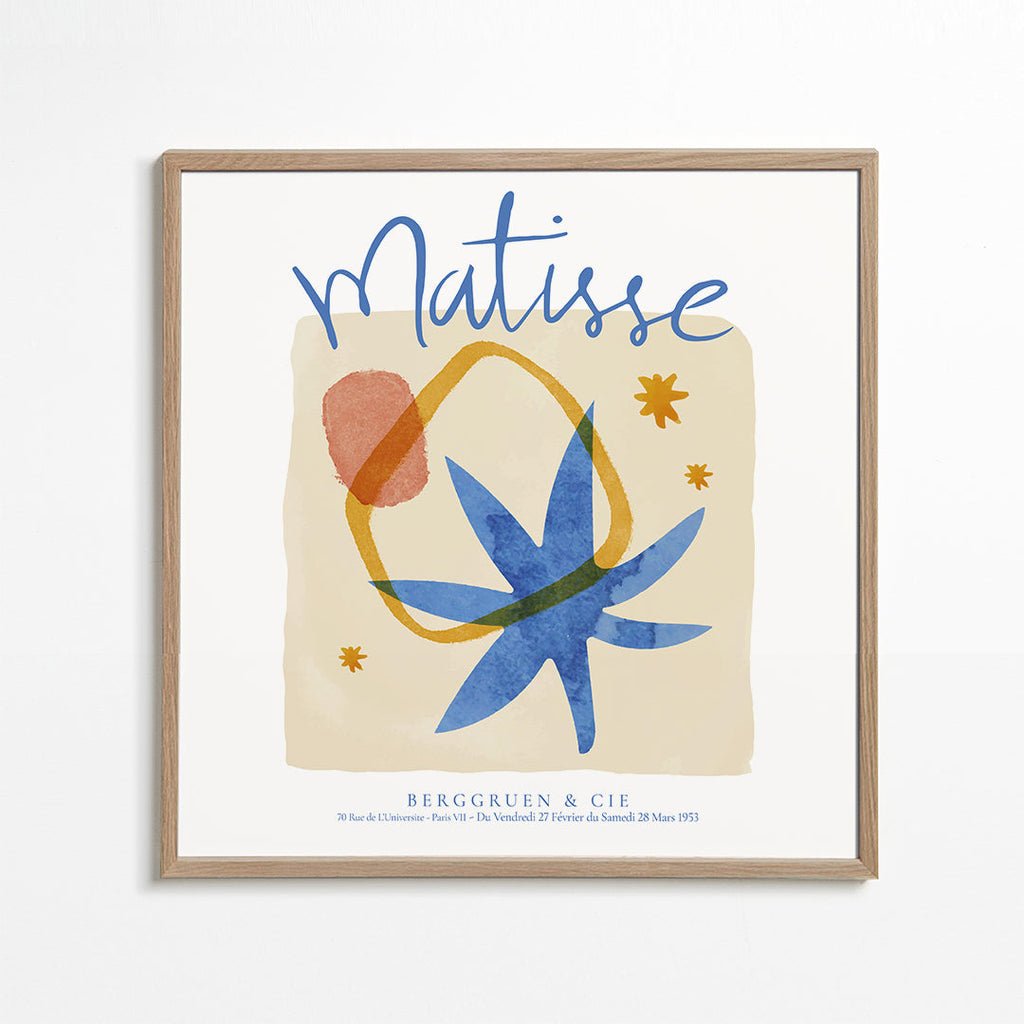 Botanický plakát ve stylu Matisse v modré a zlaté