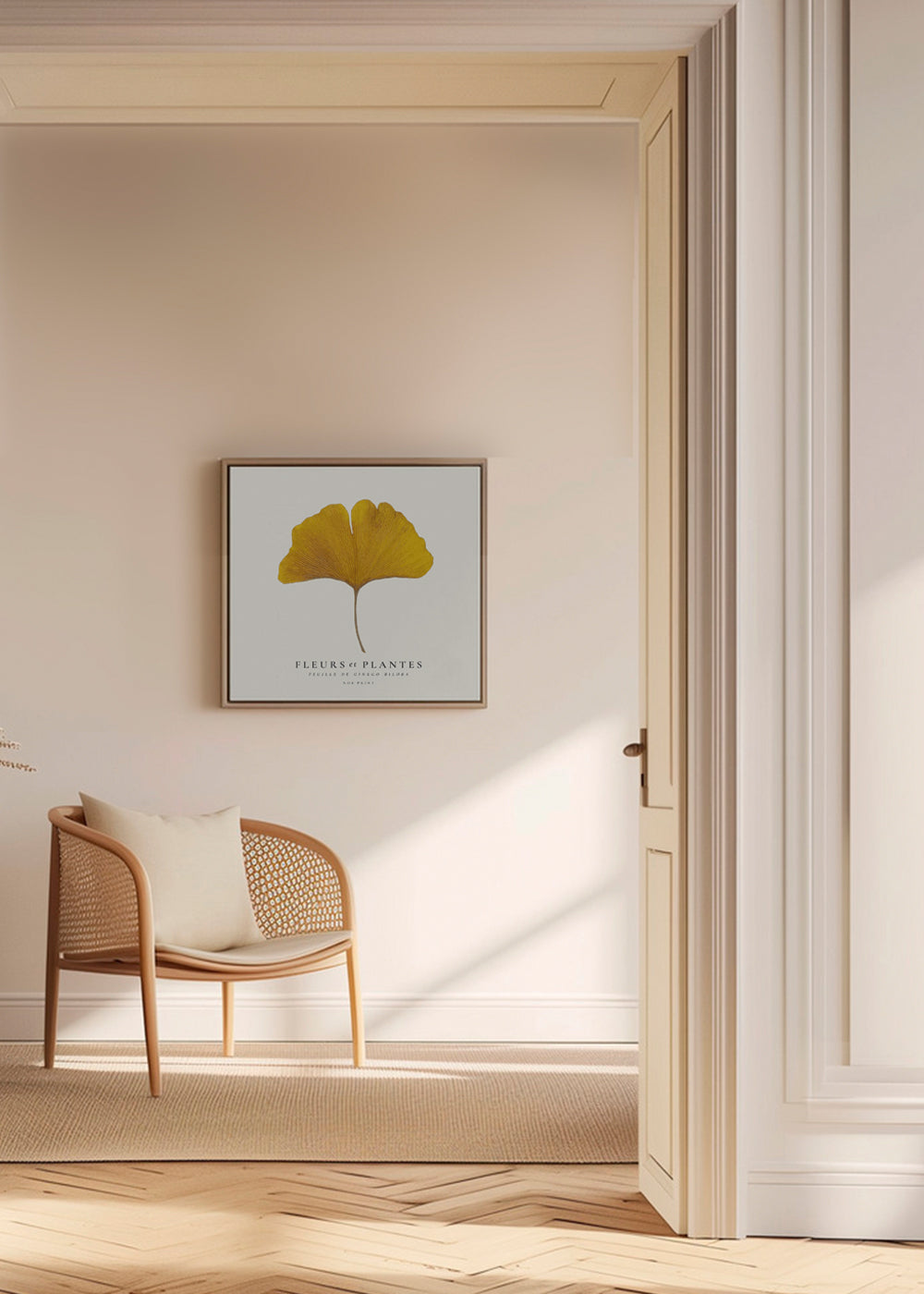 Botanický plakát list ginkgo žlutý