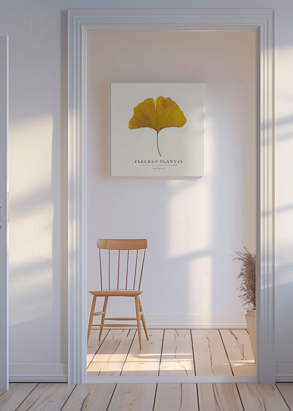 Botanický plakát list ginkgo žlutý