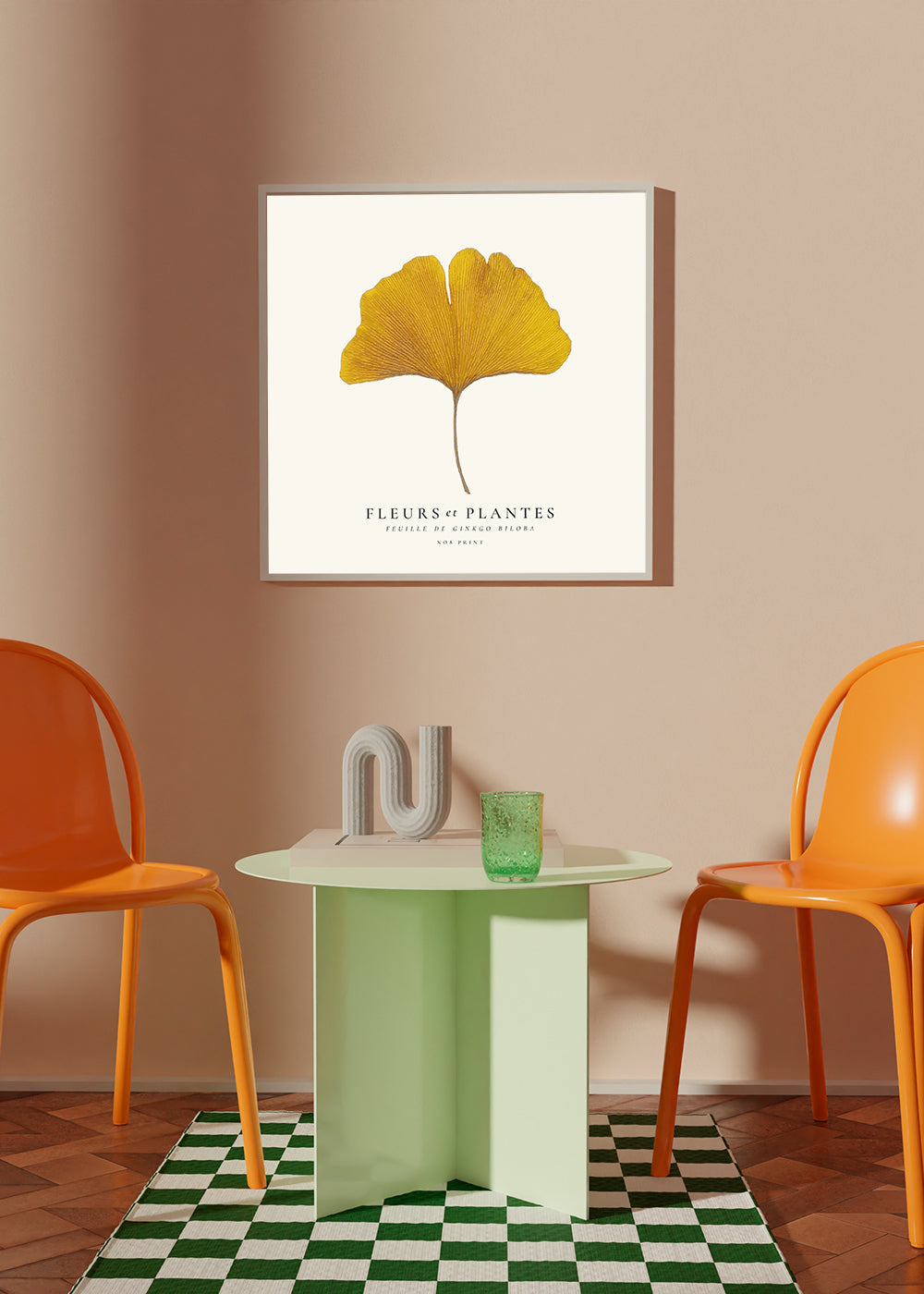 Botanický plakát list ginkgo žlutý