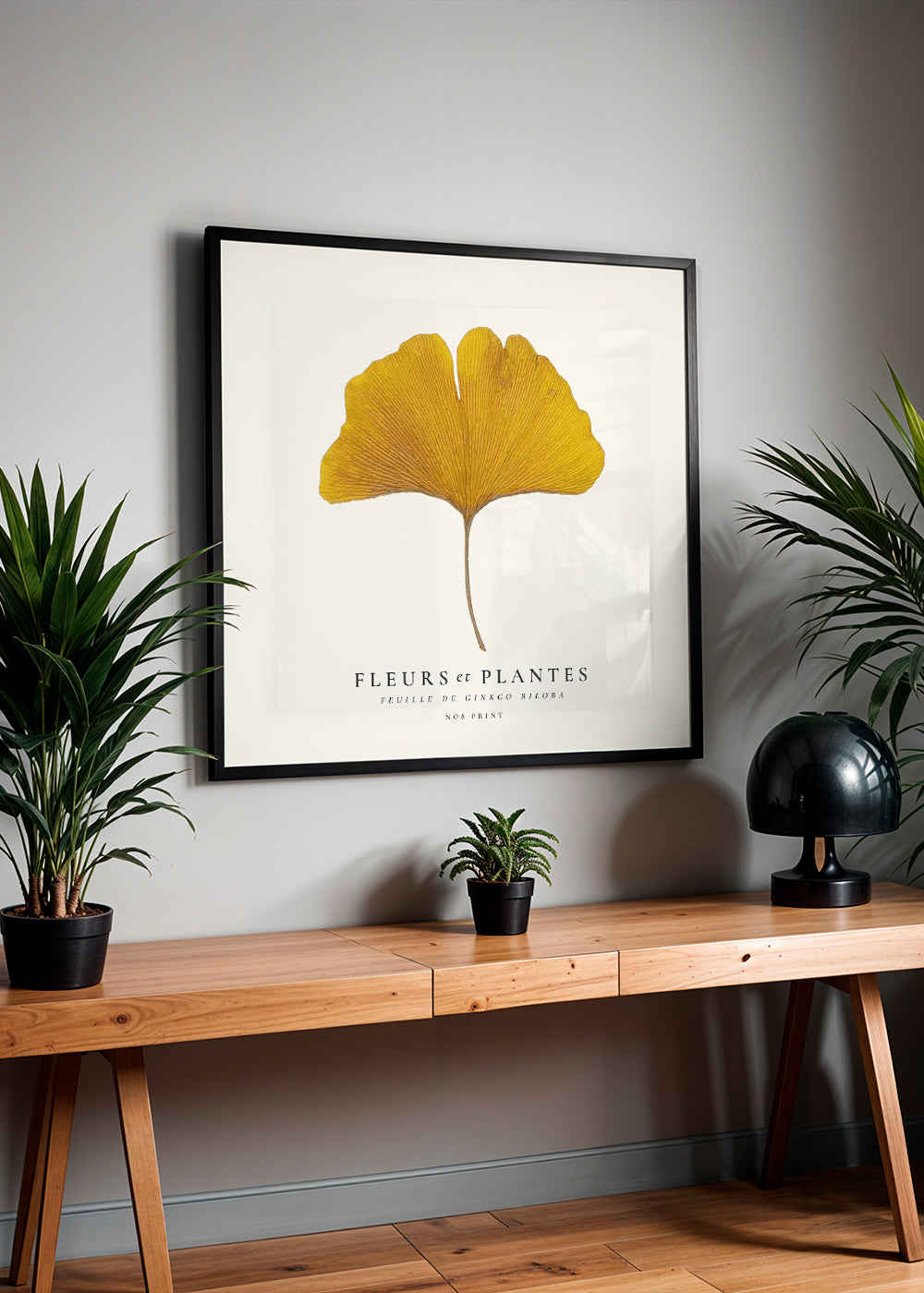 Botanický plakát list ginkgo žlutý