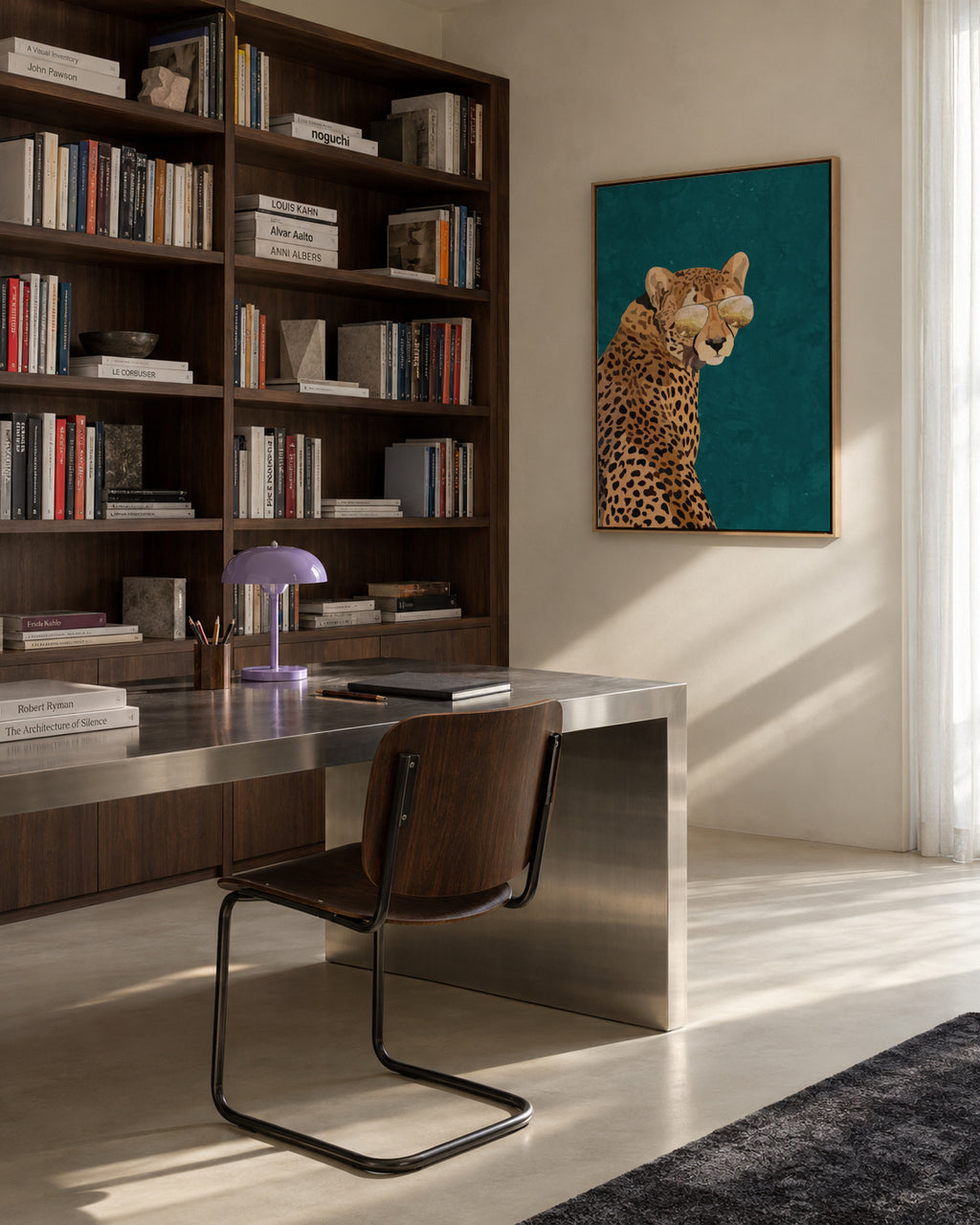 Movie star Cheetah gold and green - Framed canvas in an interior