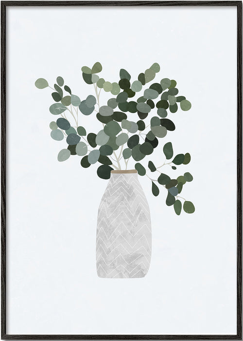 Botanický plakát: eukalyptus v minimalistické váze