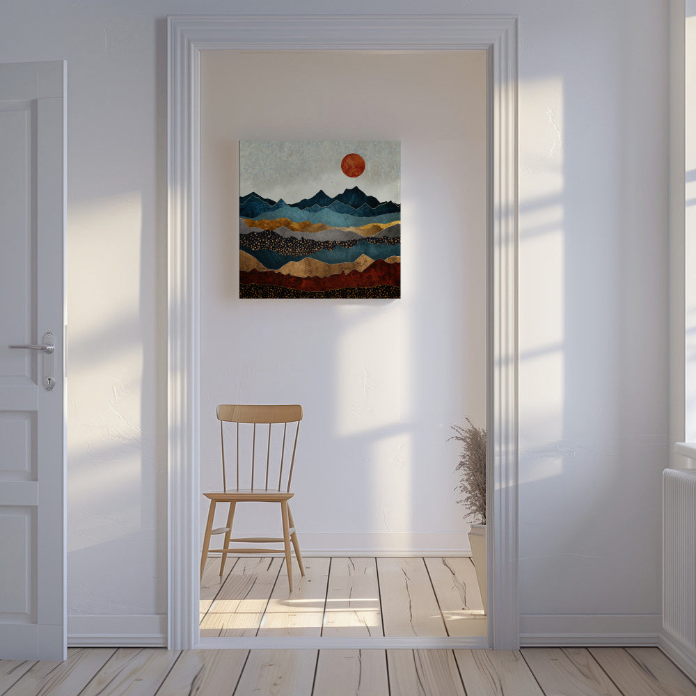 Amber Dusk Square - Unframed canvas in an interior