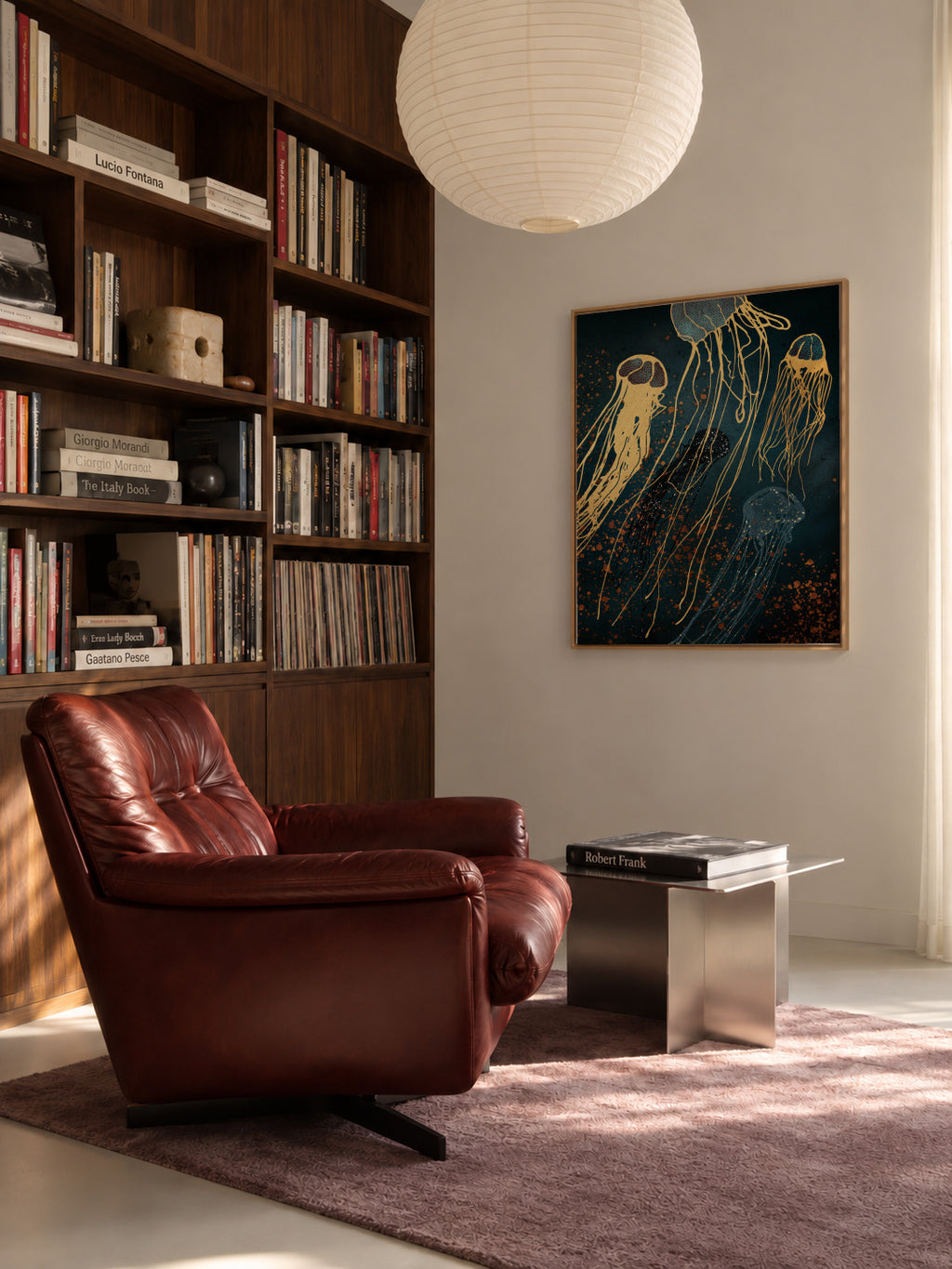 Metallic Jellyfish - Framed canvas in an interior