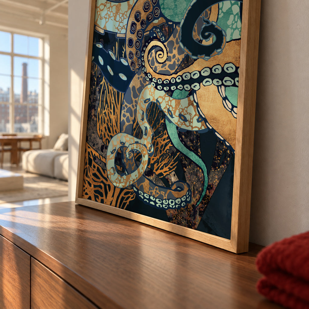 Metallic Octopus II - Framed poster detail