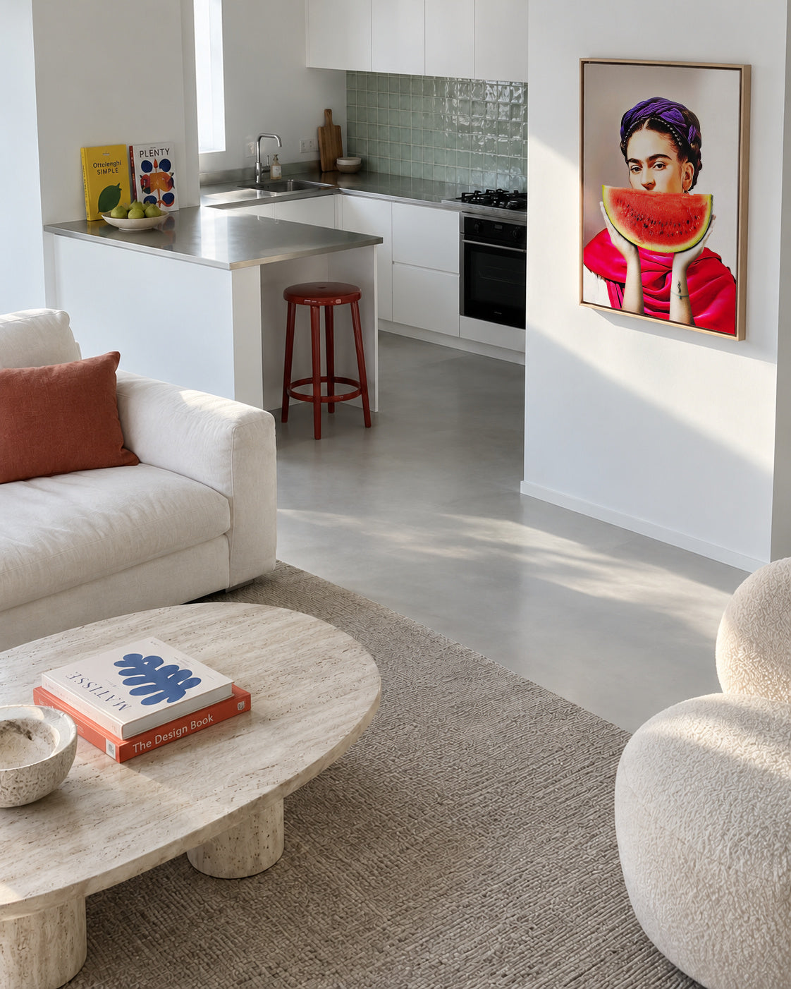 Watermelon Frida - Framed canvas in an interior