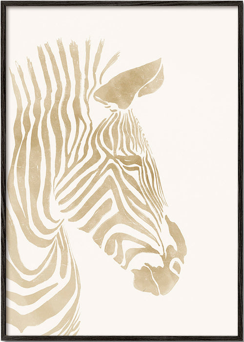 Obraz zebra béžová minimalistická – Black Frame