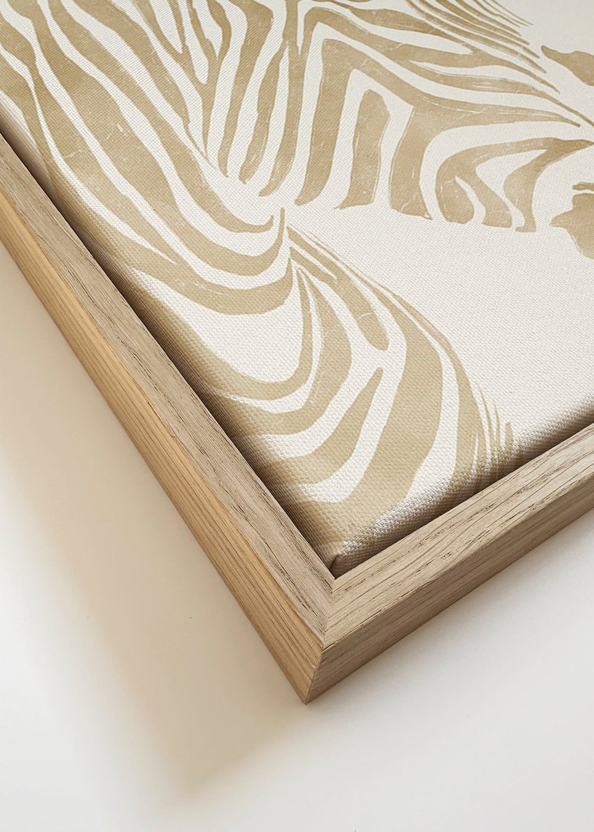 Obraz zebra béžová minimalistická – Canvas detail