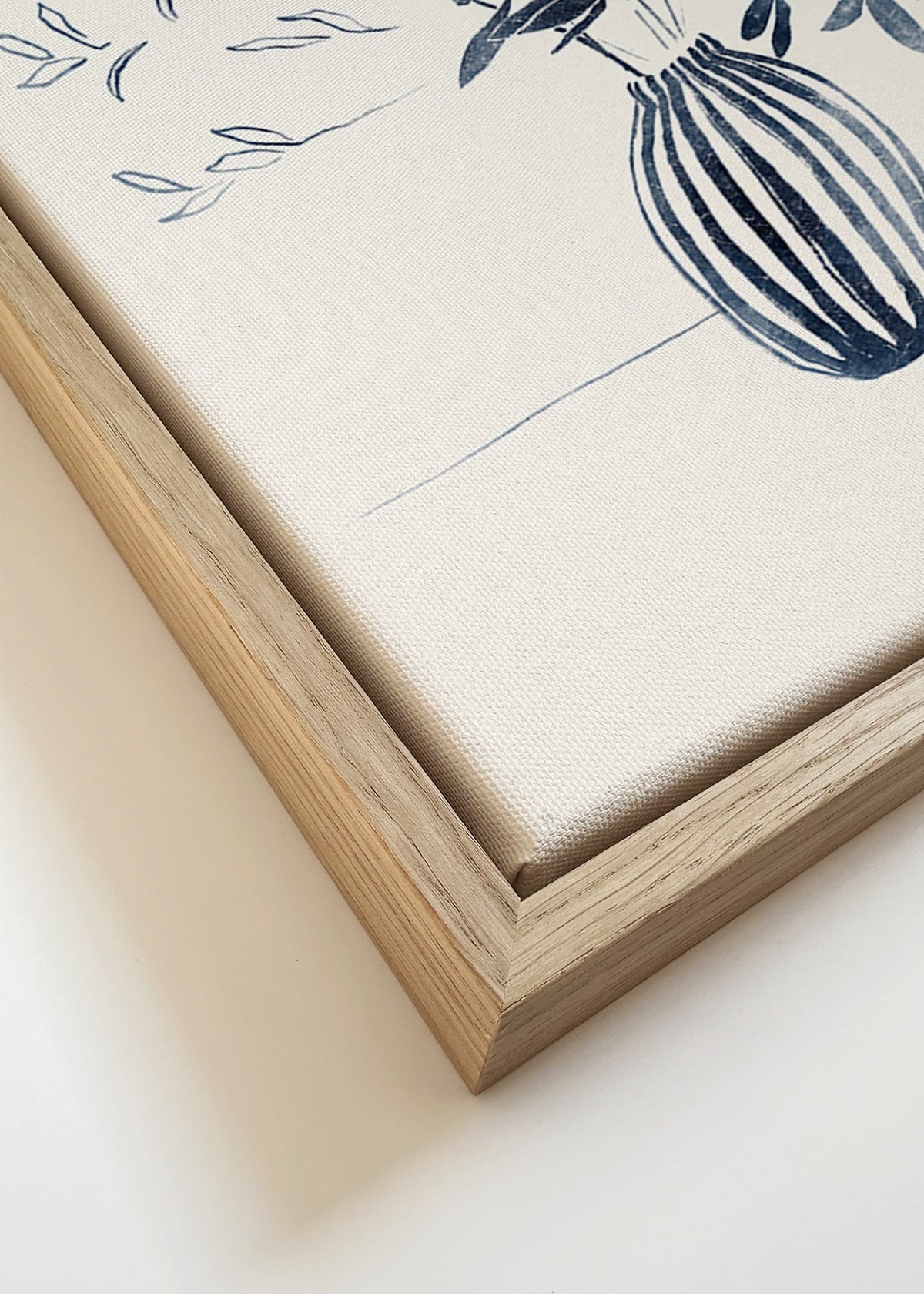 Botanický plakát: modré větve ve váze – Canvas detail