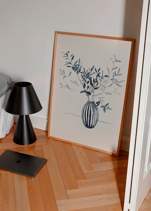 Botanický plakát: modré větve ve váze – Product1