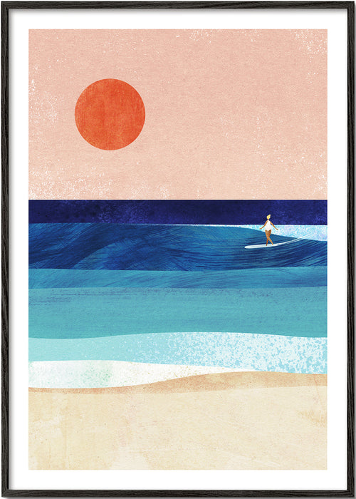 Surf umění: Surf dívka na minimalistické vlně