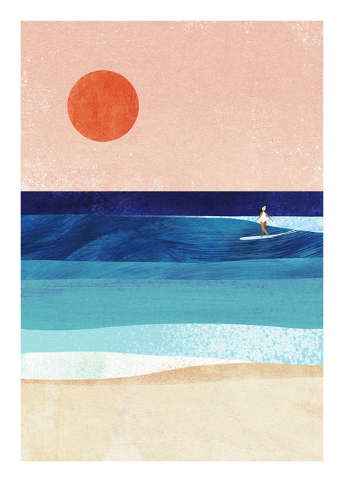 Surf umění: Surf dívka na minimalistické vlně
