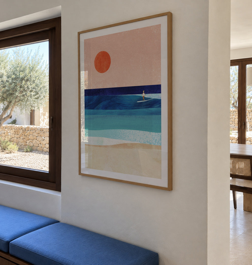 Surf Girl V - Framed poster in an interior