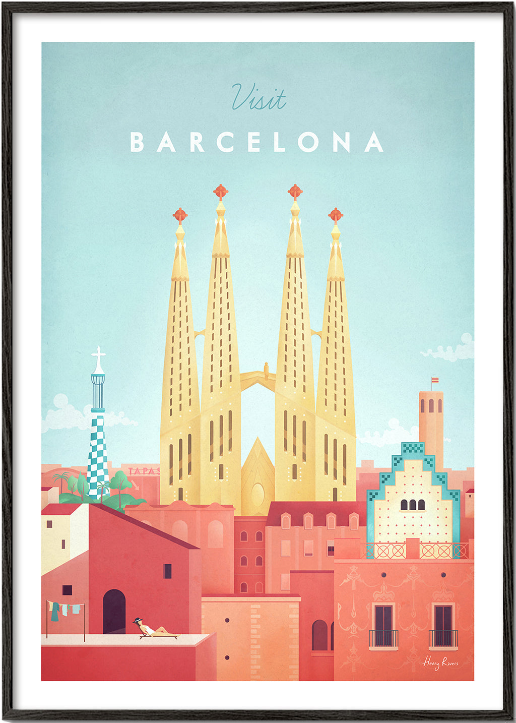 Cestovní plakát Barcelona Sagrada Familia vintage