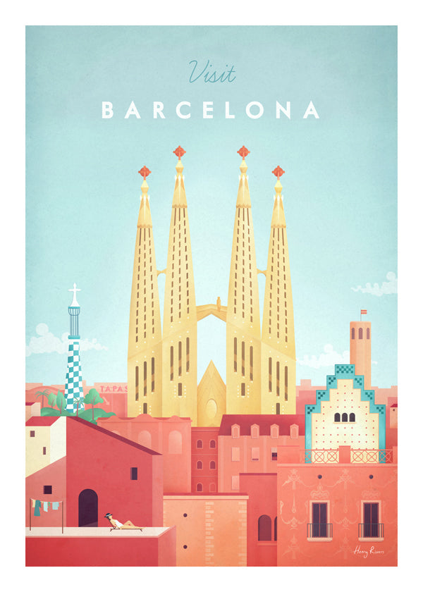 Cestovní plakát Barcelona Sagrada Familia vintage