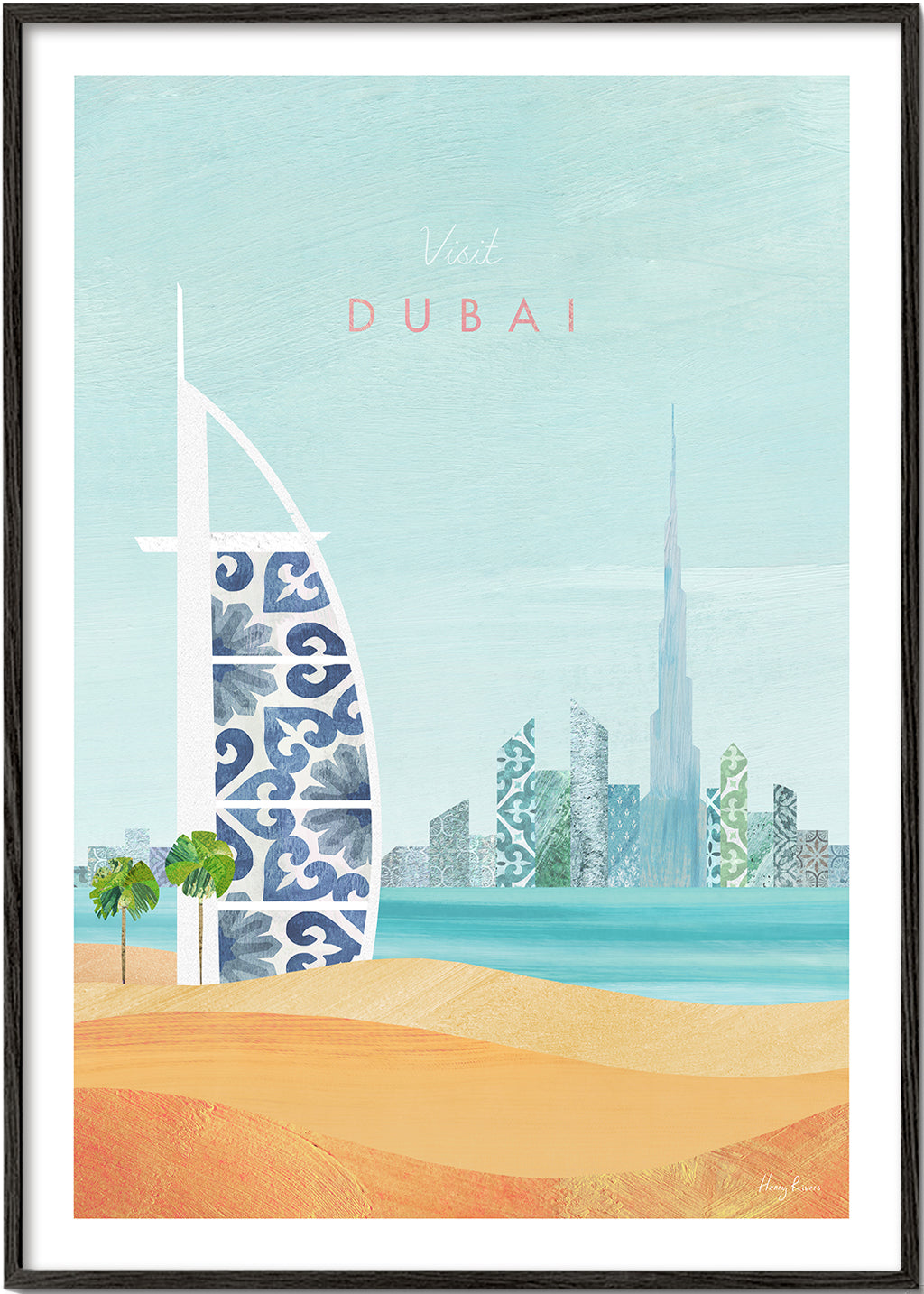 Cestovní plakát Dubaj panorama ilustrace