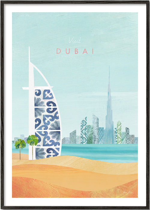 Cestovní plakát Dubaj panorama ilustrace