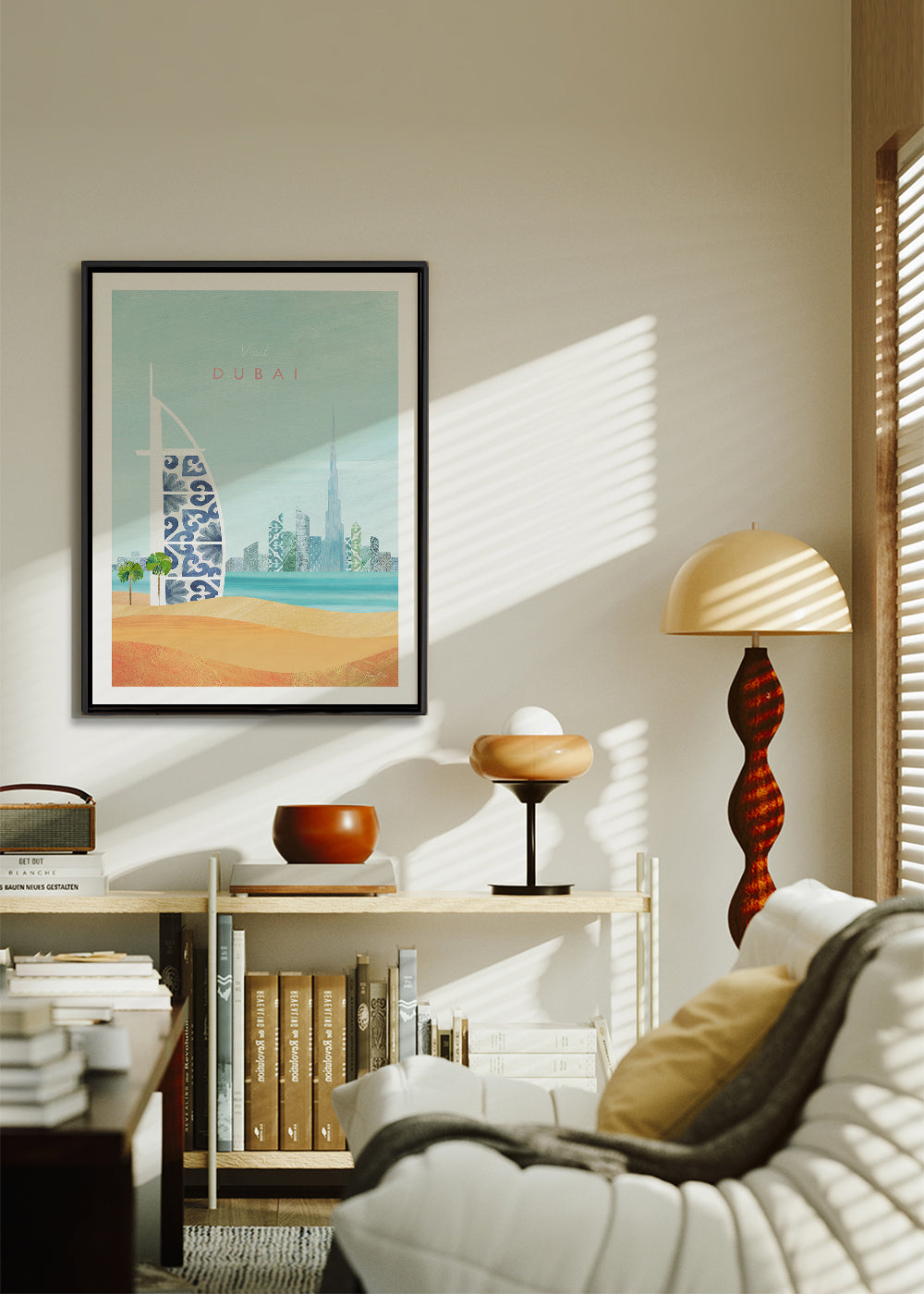 Cestovní plakát Dubaj panorama ilustrace
