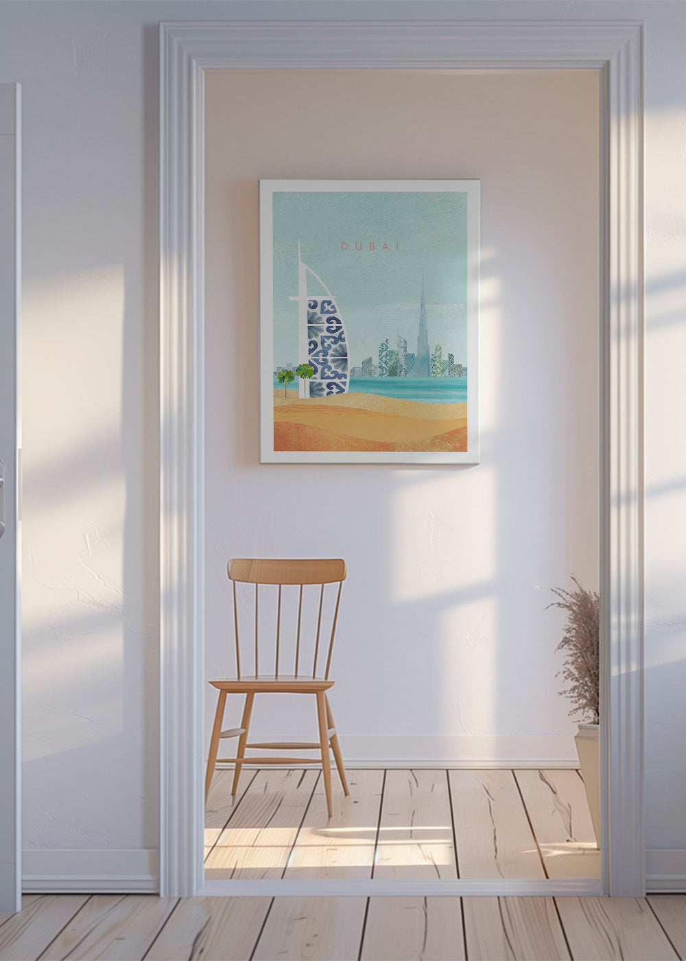Cestovní plakát Dubaj panorama ilustrace