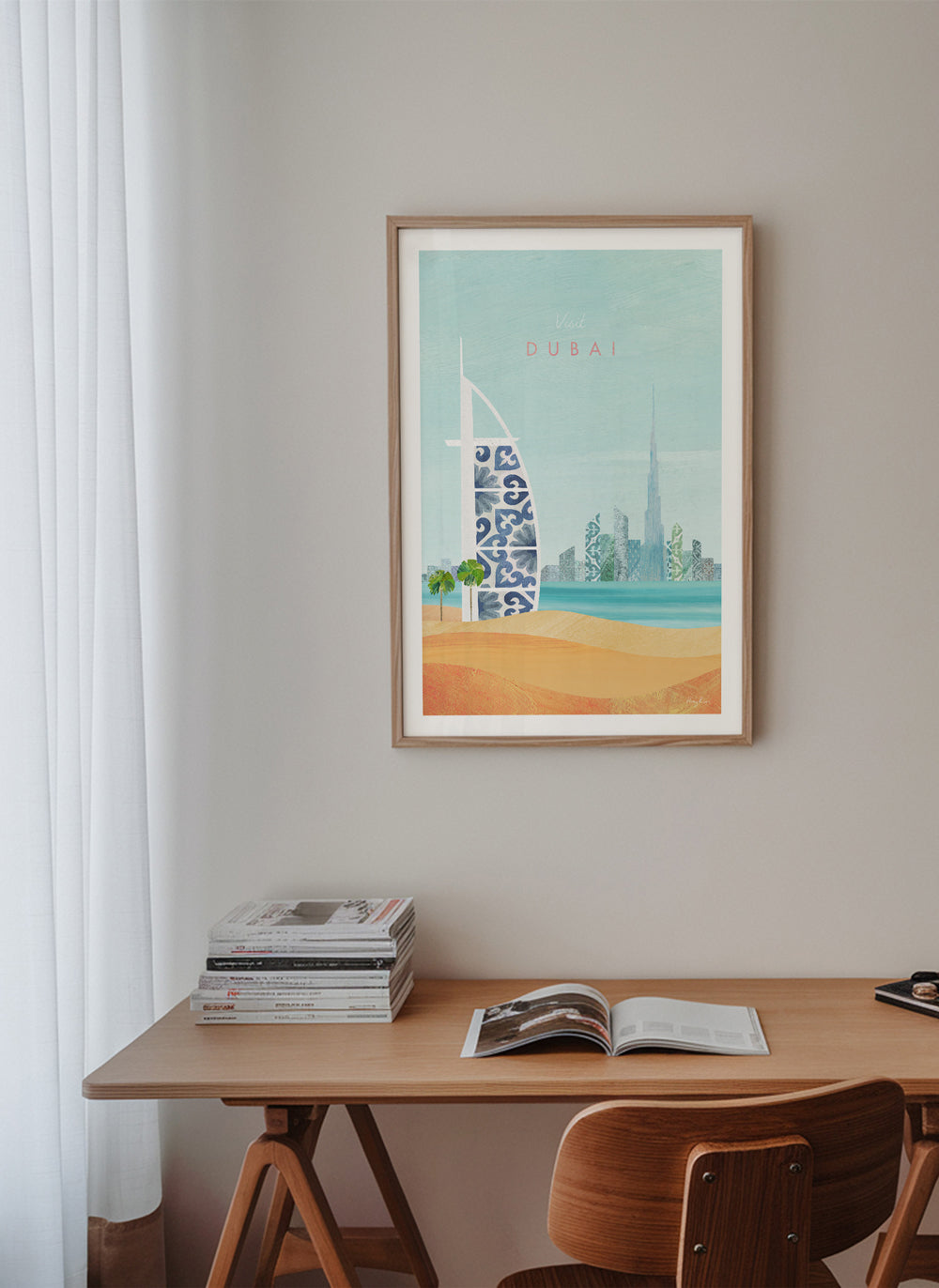 Cestovní plakát Dubaj panorama ilustrace
