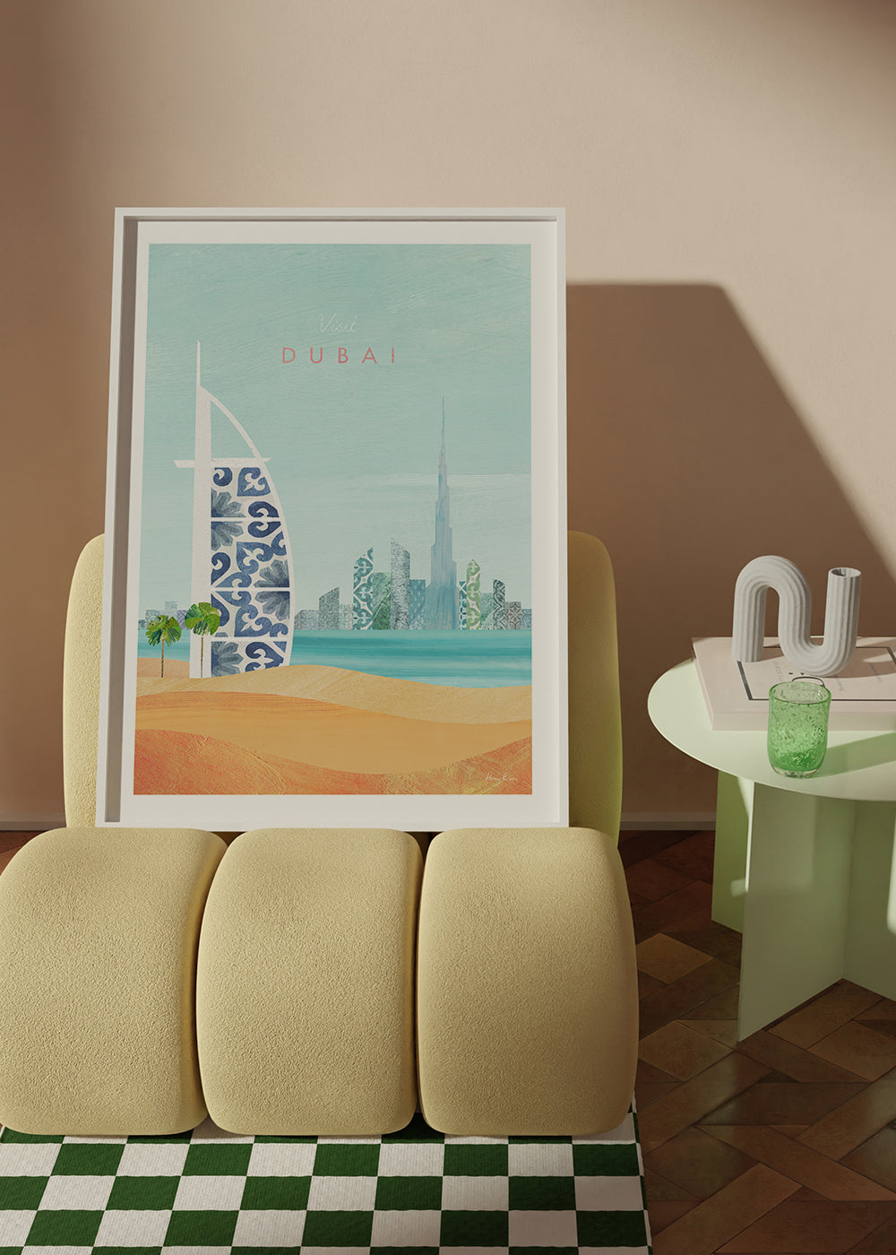 Cestovní plakát Dubaj panorama ilustrace