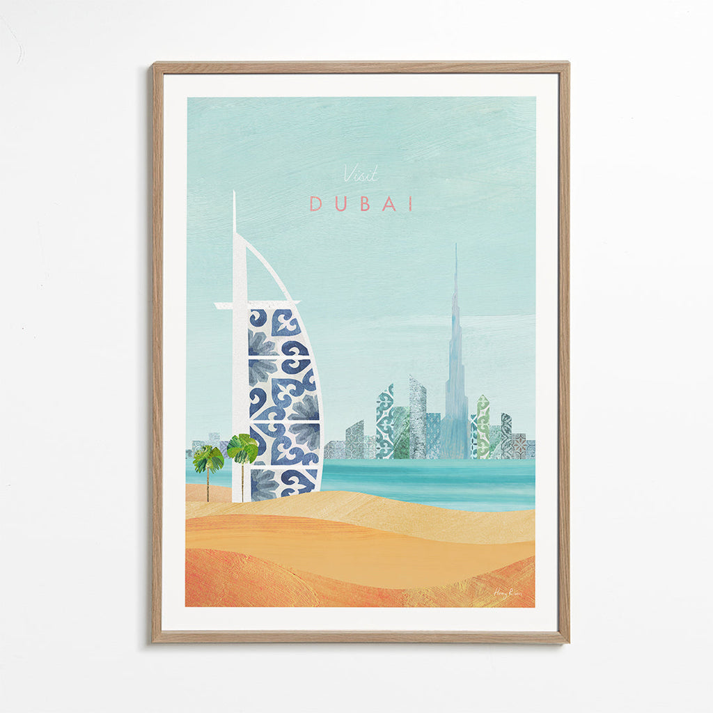 Cestovní plakát Dubaj panorama ilustrace