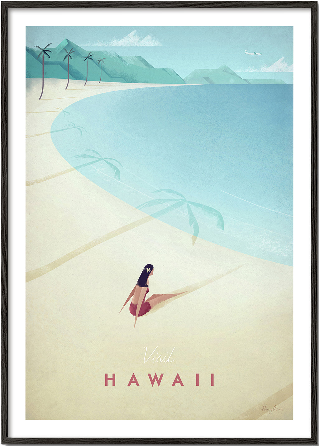 Cestovatelský plakát Hawaii: vintage pláž