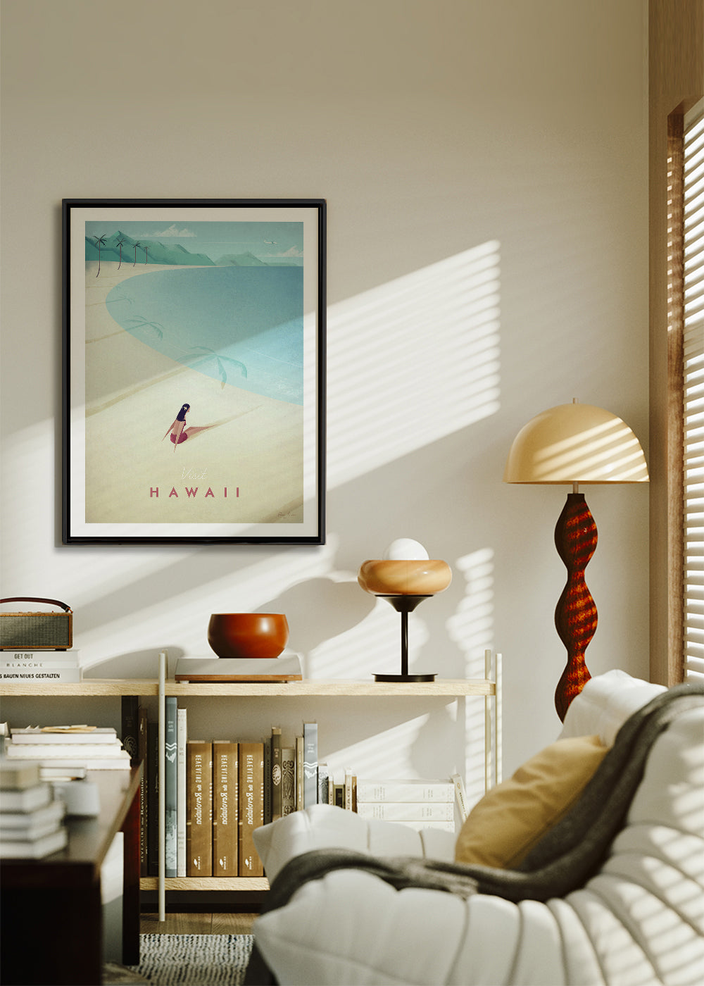 Cestovatelský plakát Hawaii: vintage pláž