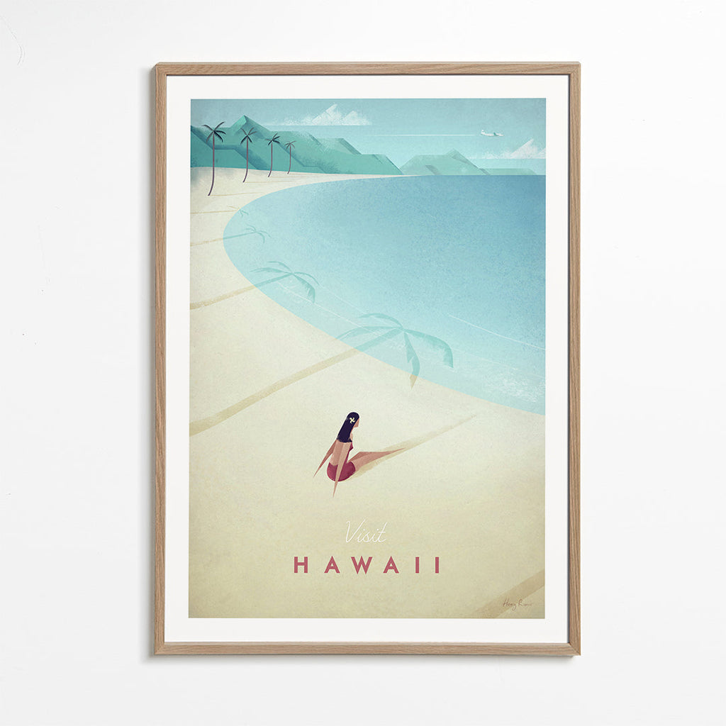 Cestovatelský plakát Hawaii: vintage pláž