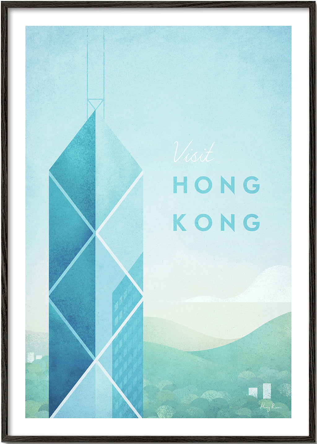 Plakát Hong Kong, minimalistické panorama města