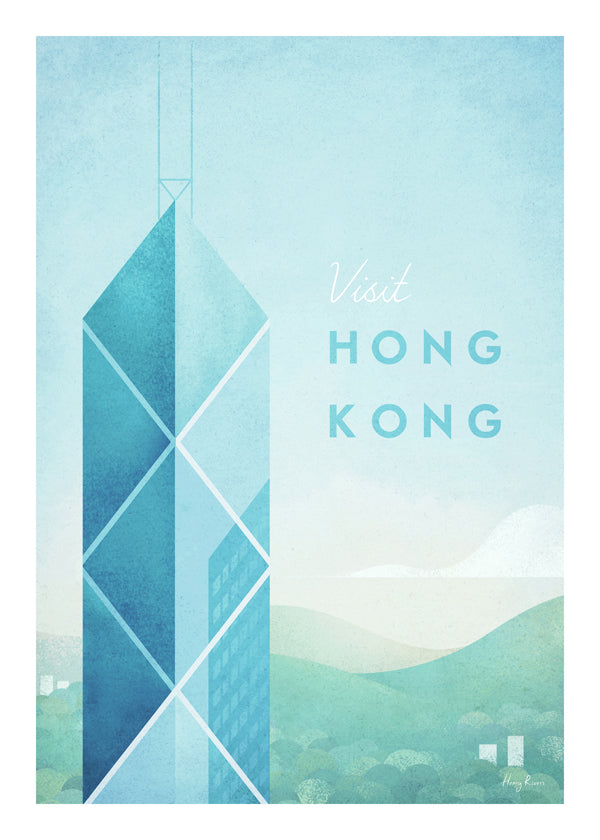Plakát Hong Kong, minimalistické panorama města