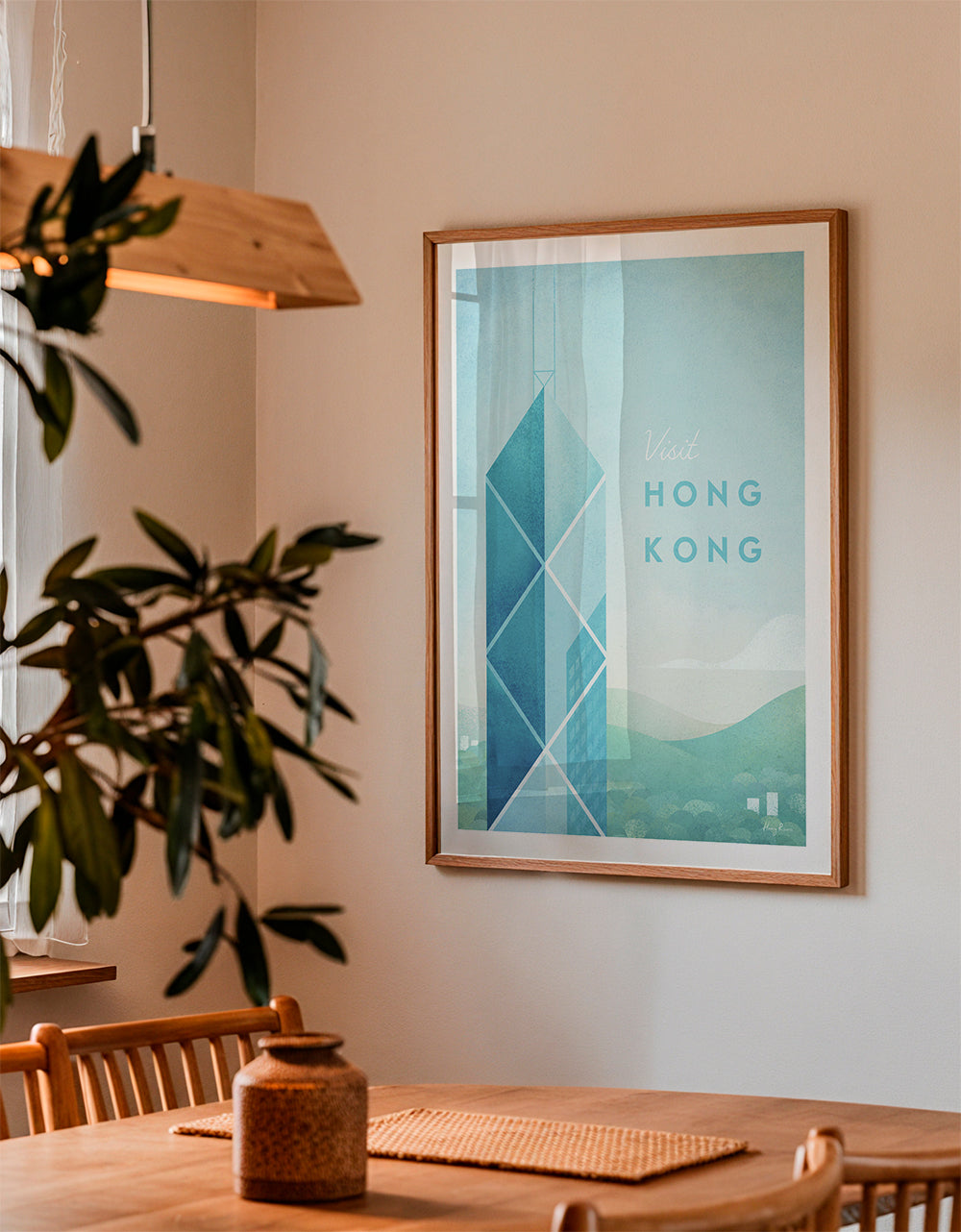 Plakát Hong Kong, minimalistické panorama města