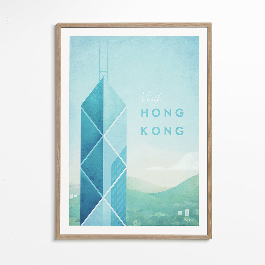 Plakát Hong Kong, minimalistické panorama města