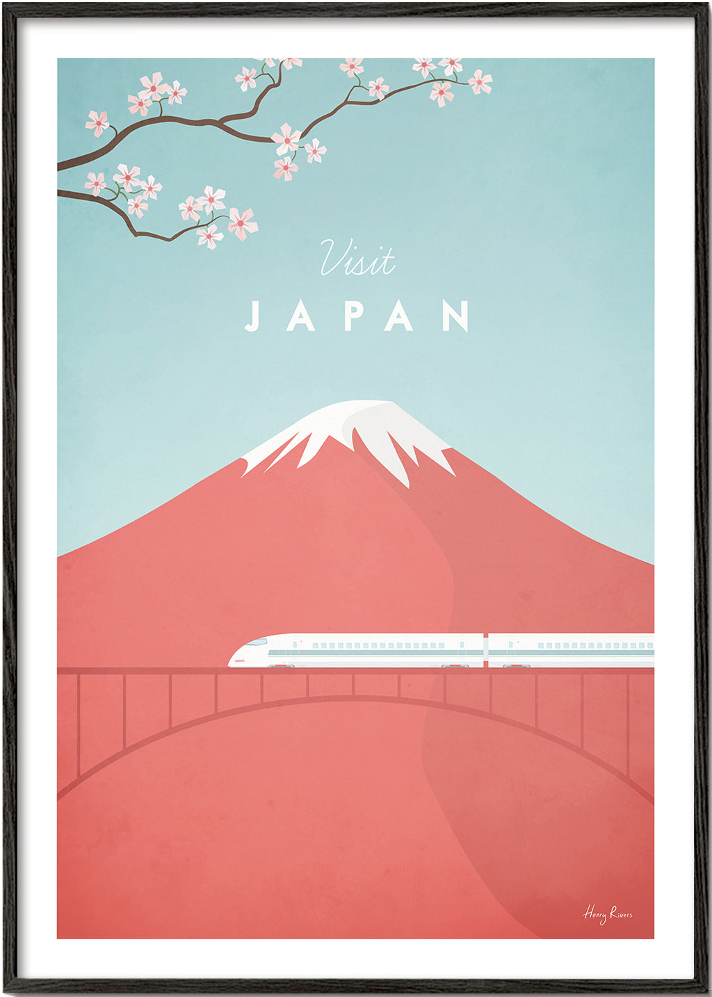Cestovní plakát Mount Fuji a rychlík