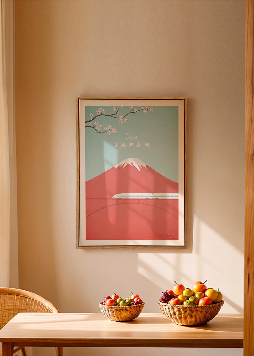 Cestovní plakát Mount Fuji a rychlík
