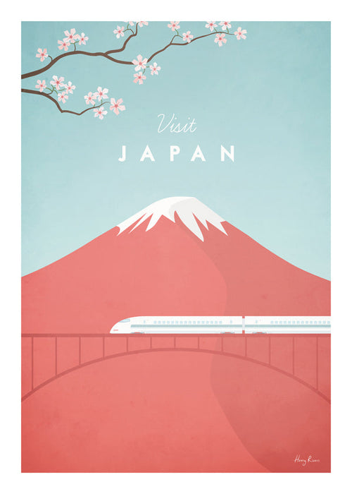 Cestovní plakát Mount Fuji a rychlík