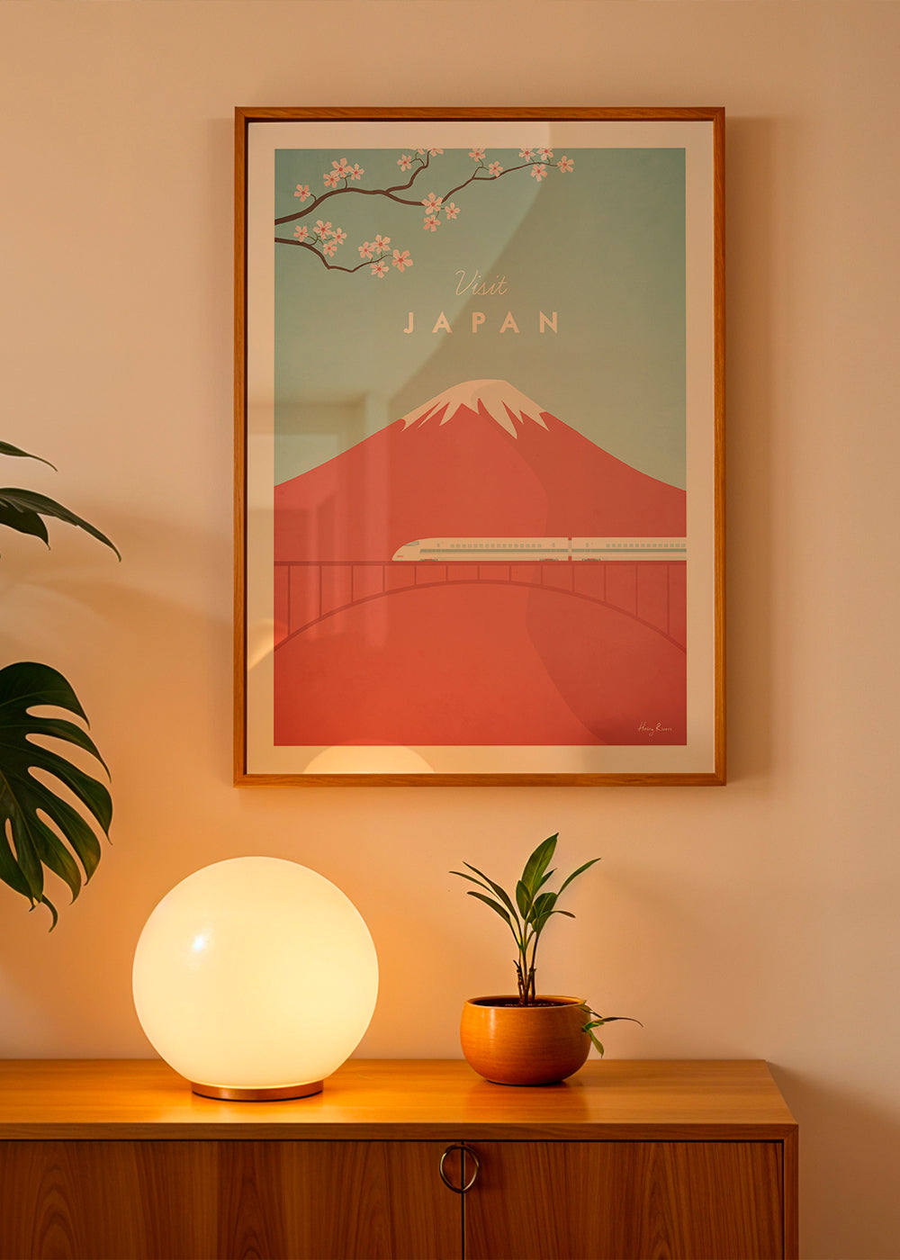 Cestovní plakát Mount Fuji a rychlík