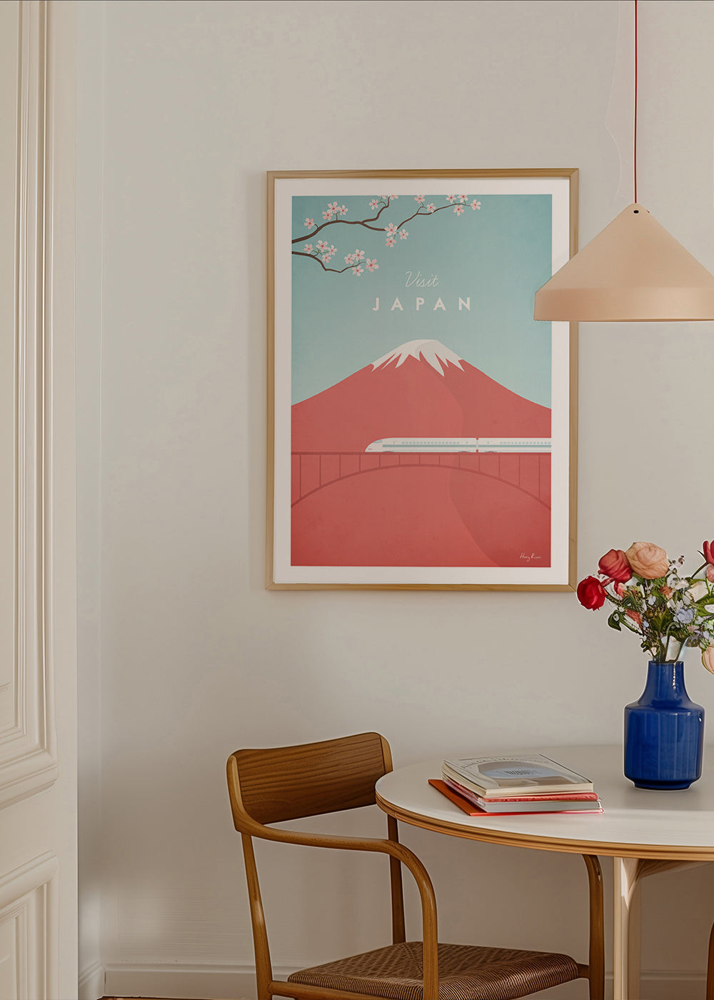 Cestovní plakát Mount Fuji a rychlík