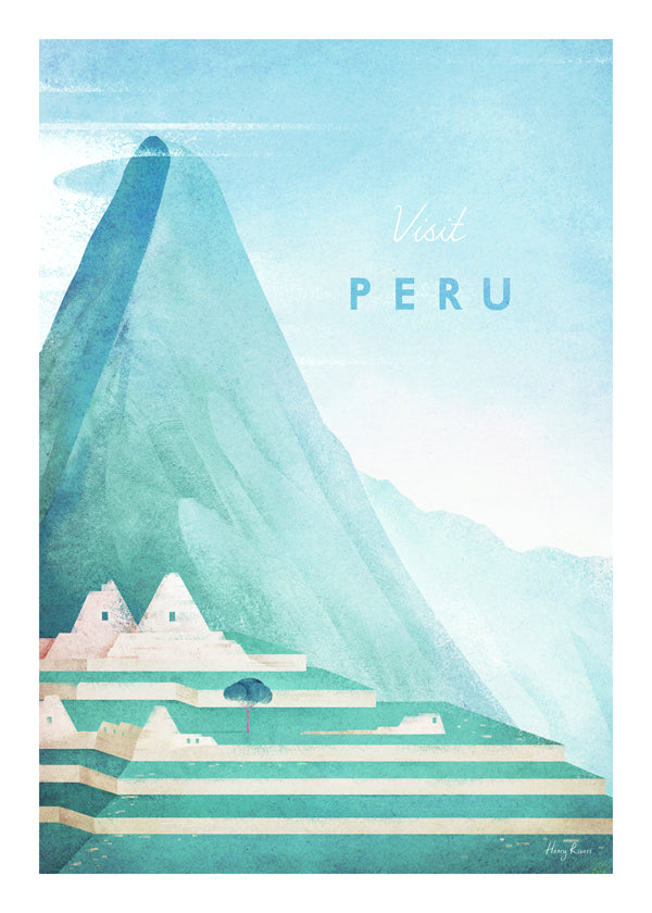 Cestovní plakát Visit Peru hory a terasy