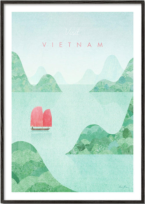 Obraz města Vietnam s růžovým plachtou